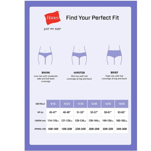NWOT Hanes Women's Plus Cotton Brief Panties Set Purple 4pc Size 13/5X - Picture 9 of 9